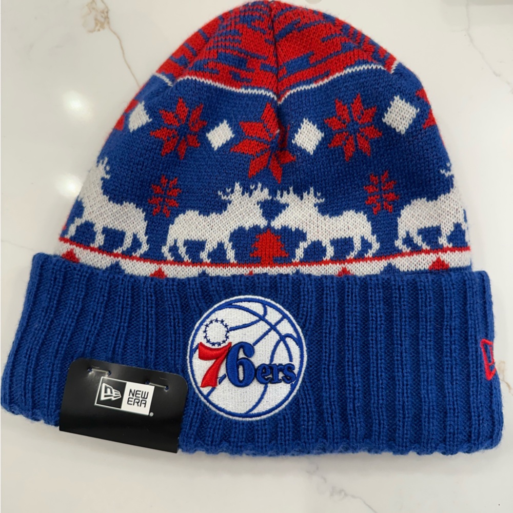 76ers New Era Blue and Red Beanie